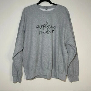 Soft Gray Crewneck Long Sleeve ‘Airplane Mode’ Sweatshirt Travel School Lounge